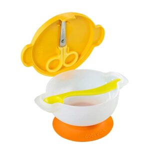 dodo papa Baby Bowls, Toddler Stay Suction Bowl, Baby Dinning Bowl, Kids Bowling Set with Spoon, Scissor, BPA-Free, First Stage Self Feeding for Boy&Girl