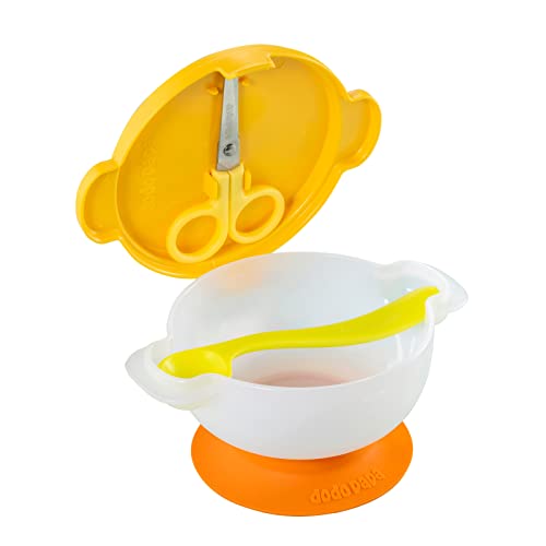 dodo papa Baby Bowls, Toddler Stay Suction Bowl, Baby Dinning Bowl, Kids Bowling Set with Spoon, Scissor, BPA-Free, First Stage Self Feeding for Boy&Girl