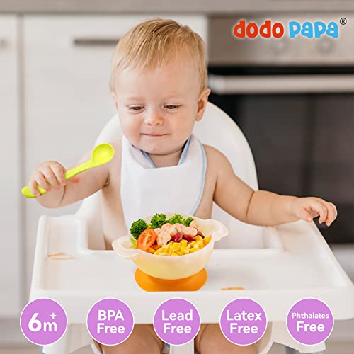 dodo papa Baby Bowls, Toddler Stay Suction Bowl, Baby Dinning Bowl, Kids Bowling Set with Spoon, Scissor, BPA-Free, First Stage Self Feeding for Boy&Girl
