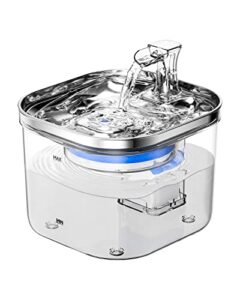 cat water fountain, 68oz/2l 304 stainless steel cats fountain water bowl, quiet electric automatic pet water dispenser with 3 filters, pet drinking fountains for cats, small dog, multiple pets