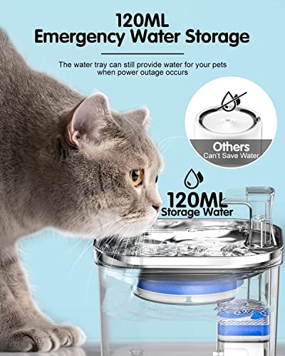 Cat Water Fountain, 68oz/2L 304 Stainless Steel Cats Fountain Water Bowl, Quiet Electric Automatic Pet Water Dispenser with 3 Filters, Pet Drinking Fountains for Cats, Small Dog, Multiple Pets