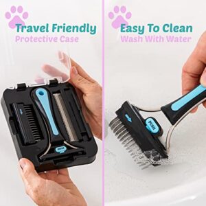 Paw Place Dog Brush for Shedding - 2in1 Dog Deshedding Brush Dog Grooming Brush Undercoat Rake for Dogs - Dog Hair Brush Dematting Comb for Dogs Dog Deshedding Tool Cat Brush for Shedding Pet Brush