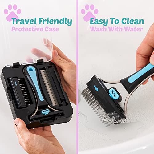 Paw Place Dog Brush for Shedding - 2in1 Dog Deshedding Brush Dog Grooming Brush Undercoat Rake for Dogs - Dog Hair Brush Dematting Comb for Dogs Dog Deshedding Tool Cat Brush for Shedding Pet Brush