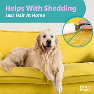 Paw Place Dog Brush for Shedding - 2in1 Dog Deshedding Brush Dog Grooming Brush Undercoat Rake for Dogs - Dog Hair Brush Dematting Comb for Dogs Dog Deshedding Tool Cat Brush for Shedding Pet Brush