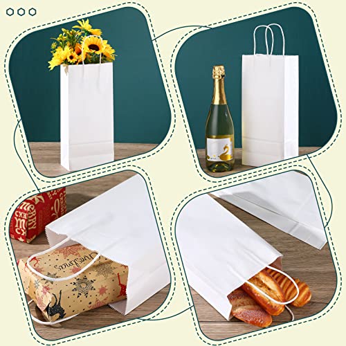 Yexiya Paper Wine Bags with Handle Tote Wine Gift Bags White Kraft Bags for Wine Bottles Gifts Wedding Birthday Housewarming Christmas Party, 6 x 3 x 13 Inch (100 Pcs)