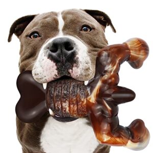 dog chew toys for aggressive chewers indestructible dog toys,real bacon flavored,moxikia tough dog bone chew toy durable dog toys for medium/ large breed dogs, best extreme chew toys to keep them busy