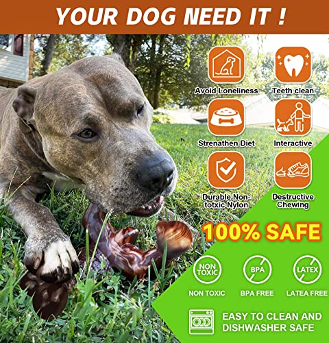 Dog Chew Toys for Aggressive Chewers Indestructible Dog Toys,Real Bacon Flavored,MOXIKIA Tough Dog Bone Chew Toy Durable Dog Toys for Medium/ Large breed Dogs, Best Extreme Chew Toys to Keep Them Busy