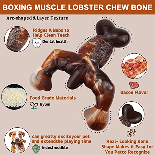 Dog Chew Toys for Aggressive Chewers Indestructible Dog Toys,Real Bacon Flavored,MOXIKIA Tough Dog Bone Chew Toy Durable Dog Toys for Medium/ Large breed Dogs, Best Extreme Chew Toys to Keep Them Busy