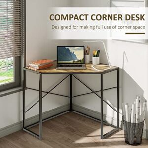 HOMCOM Corner Desk for Small Spaces, Small Computer Desk with Metal Frame, Space Saving Home Office Desk Workstation, Black