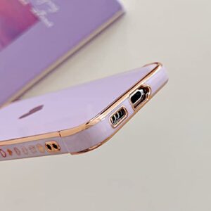 phylla Design for Samsung Galaxy S22 Plus/S22+ Phone Case,Cute Love Heart Luxury Gold Plating Edge Case for Women Men Camera Protection Shockproof Bumper with Side Small Heart Pattern (Purple)