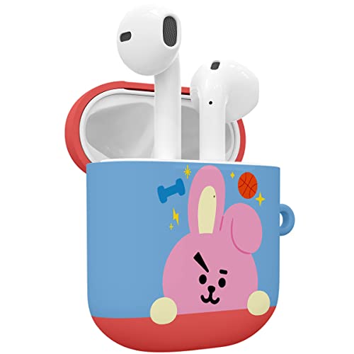 BT21 Official Merchandise Designed for Airpods Case Cover Protective Hard Case with Keychain for Airpods 1 & 2 Case - Cooky