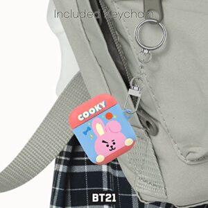 BT21 Official Merchandise Designed for Airpods Case Cover Protective Hard Case with Keychain for Airpods 1 & 2 Case - Cooky