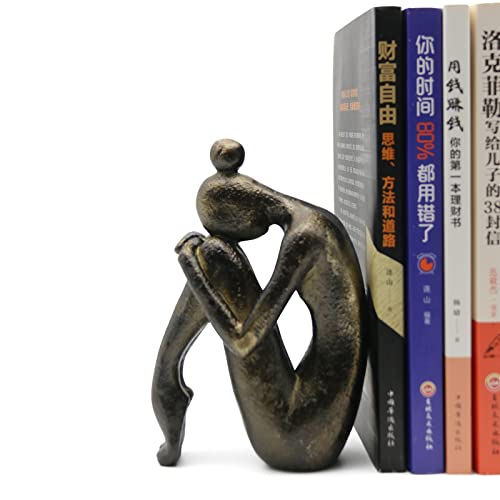 Lukitas Unique Decorative Girl Thinker Bookends, Home Office Books Shelves Stoppers Holder, Nonskid Book Stoppers, Creative Desktop Ornaments for Study Room Hotel Office Shelves, Resin, 1Pair/2Piece