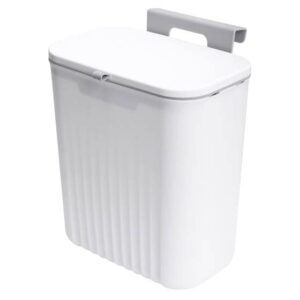 mofu kitchen hanging trash can, 2.4 gallon compost bin with lid for kitchen bathroom living room, white