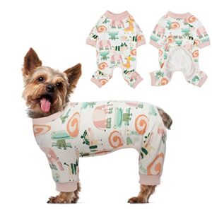 Lelepet Dog Pajamas, Dog Pjs for Small Medium Dogs, Cotton Dog Onesie Jumpsuit, Doggie Hair Shedding Cover, Cute Pet Clothes Apparel Pink