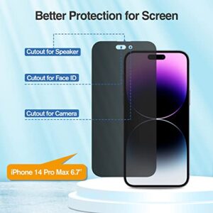 ProCase (2 Pack) iPhone Privacy Screen Protector for iPhone 14 Pro Max 2022, 9H Anti Spy Dark Tempered Glass Screen Film Guard for iPhone 14 Pro Max 6.7 Inch 2022, Case Friendly Bubble Free