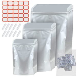 120 packs reusable mylar bags with oxygen absorber 1 gallon( 9.44 mil,10"x14" 6"x9" 4.3"x6.3" ) mylar bags for food storage for grains, wheat, rice, legumes, meat long term food storage home organization
