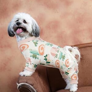 Lelepet Dog Pajamas, Dog Pjs for Small Medium Dogs, Cotton Dog Onesie Jumpsuit, Doggie Hair Shedding Cover, Cute Pet Clothes Apparel Pink