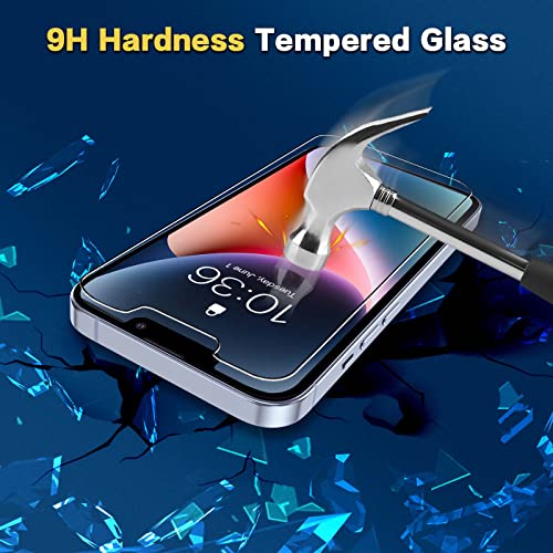 Denyunuo 3 Pack Screen Protector Compatible for iPhone 14 6.1 Inch with 3 Pack Camera Lens Protector, Ultra HD Clear Tempered Glass, 9H Hardness, Anti-Scratch, Easy Install, Bubble Free, Case Friendly