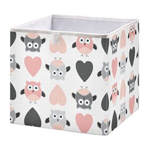 kigai collapsible storage baskets owls & hearts cube storage bins baskets for organizing fabric collapsible storage organizer for bedroom home decor
