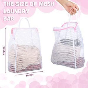 Honeycomb Mesh Laundry Bags with Handle 12 x 8 Inch Delicate Bag for Washing Machine Large Opening Side Widening Zippered Wash Bag for Sock Baby Items Lingerie Travel Garment, Pink and Blue (6 Pcs)