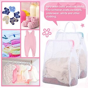 Honeycomb Mesh Laundry Bags with Handle 12 x 8 Inch Delicate Bag for Washing Machine Large Opening Side Widening Zippered Wash Bag for Sock Baby Items Lingerie Travel Garment, Pink and Blue (6 Pcs)