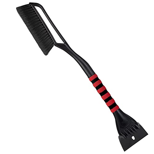 FOVAL 27" Ice Scraper Snow Brush, Wider Snow Scraper(4.73" Width) Snow Removal Car Brush with Comfortable Foam Grip for Cars, Trucks, SUVs, Windshield, Window - Winter Tool(Black)