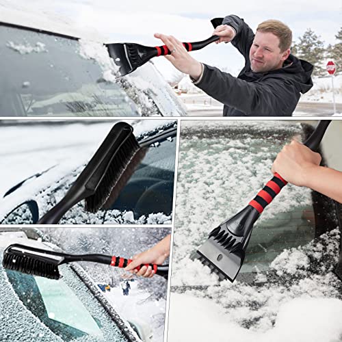 FOVAL 27" Ice Scraper Snow Brush, Wider Snow Scraper(4.73" Width) Snow Removal Car Brush with Comfortable Foam Grip for Cars, Trucks, SUVs, Windshield, Window - Winter Tool(Black)