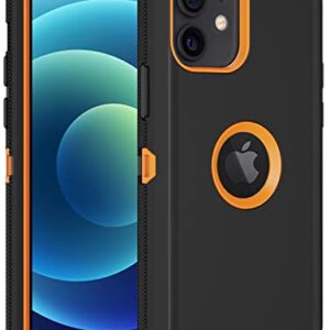 Aimoll-88 for iPhone 12 Case, iPhone 12 Pro Case, with Built in Screen Protector Heavy Duty Drop Protection Shockproof Dust Proof Protective Phone Cover for Apple iPhone 12/12 Pro (Black/Orange)