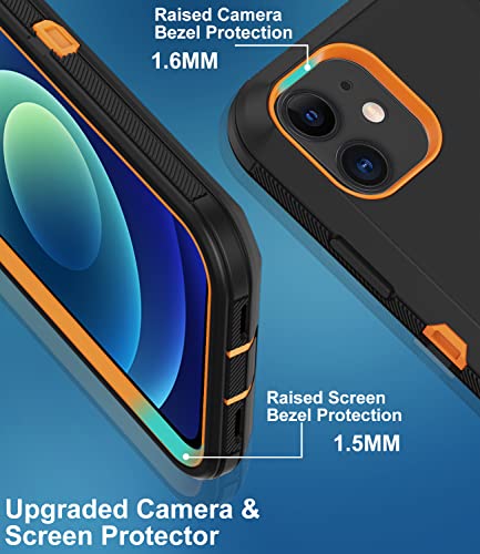 Aimoll-88 for iPhone 12 Case, iPhone 12 Pro Case, with Built in Screen Protector Heavy Duty Drop Protection Shockproof Dust Proof Protective Phone Cover for Apple iPhone 12/12 Pro (Black/Orange)