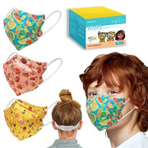 hynaut kids kn95 face masks, 30 pack individually wrapped, muti-colored breathable and disposable kn95 face mask with adjustable ear loop for children boys and girls school indoor outdoor use