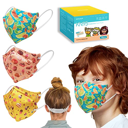 HYNAUT Kids KN95 Face Masks, 30 Pack Individually Wrapped, Muti-colored Breathable and Disposable KN95 Face Mask with Adjustable Ear Loop for Children Boys and Girls School Indoor Outdoor Use