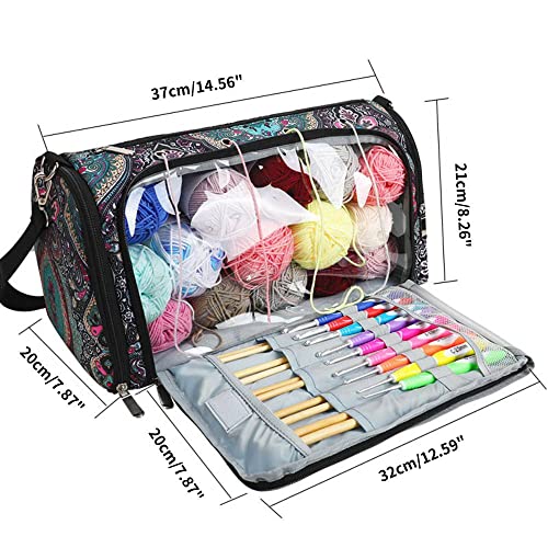 Knitting Bag, Knitting Tote Bag, Yarn Storage Organizer for Yarn, Unfinished Projects, Crochet Hooks, Knitting Needles and Other Supplies, High Capacity