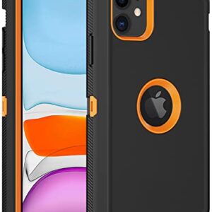 Aimoll-88 iPhone 11 Heavy Duty Case - Built-in Screen Protector, Shockproof & Dust Proof, Rugged 3-Layer Protection, Black/Orange