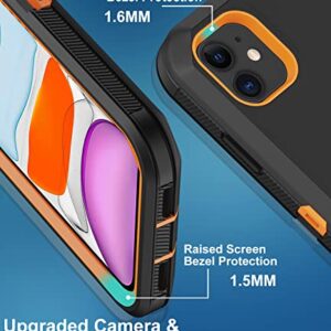 Aimoll-88 iPhone 11 Heavy Duty Case - Built-in Screen Protector, Shockproof & Dust Proof, Rugged 3-Layer Protection, Black/Orange