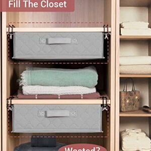 BRUINAGORA Closet Organizers and Storage, Closet Pullout Drawer, Under Shelf Storage Organizer, Adjustable Clips for Underwear, Bra, Lingerie, Panties, Undies, Grey/2 Pack