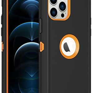 Aimoll-88 iPhone 12 Pro Max Case, Built-in Screen Protector, Heavy Duty Drop & Shockproof, Dust-Proof, Rugged Full Body Cover (Black/Orange)