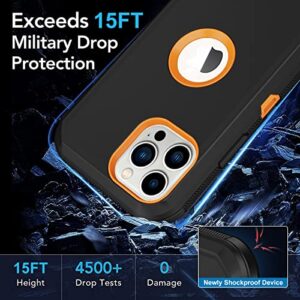 Aimoll-88 iPhone 12 Pro Max Case, Built-in Screen Protector, Heavy Duty Drop & Shockproof, Dust-Proof, Rugged Full Body Cover (Black/Orange)