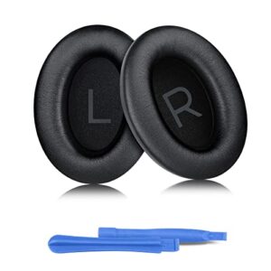 elzo replacement ear pads cushions, earpads for bose quietcomfort 45 (qc45) headphones, premium softer leather, high-density noise cancelling foam, added thickness - black
