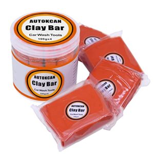autokcan car clay bar, 4 pack x 100g premium magic car clay bars auto detailing with washing and adsorption capacity for car, glass and more cleaning