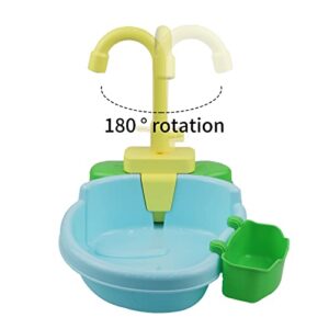 Toysructin Bird Parrot Bathtub, Automatic Bird Bathtub with Faucet Bird Bathroom Cage Accessories Toys Set, Bird Parrot Shower Box for Parrots Parakeet Canaries