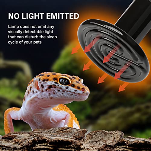 HealSmart Reptile Heat Lamp 100W 2-Pack Ceramic Heat Emitter, No Light Emitting Heat Bulbs for Amphibian Pet Brooder Coop Incubating Chicken, Lizard Bearded Dragon Turtle Snake Terrarium