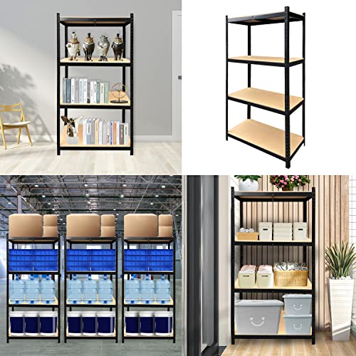 Shelving Unit Metal Shelf with 4 Tier Layer Rack Strong Steel, Adjustable Shelves Metal Shelving Rack 1411 LBS Capacity, Standing Shelving Unit Multipurpose Shelf 63.78 x 31.5 x 15.74 inch, Black