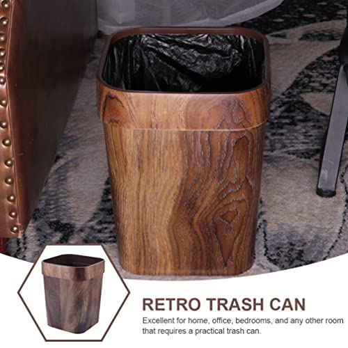 LIFKOME Trash Can Wood Small Square Wastebasket Garbage Container Bin Farmhouse Wooden Trash Can Small Square Wastebasket Garbage Container Bin Holder Trash Can Pail for Bathroom Kitchen Home