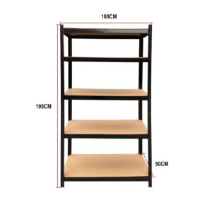 5-Tier Adjustable Storage Shelving Unit Heavy Duty Organizing Shelf Metal Utility Rack Shelves for Kitchen, Pantry, Closet, Garage, Office, 78" Hx40 Wx20 D (Black)