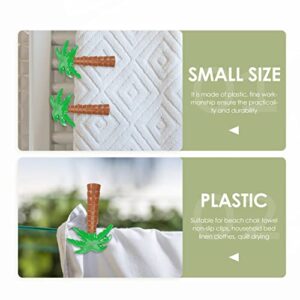 Cabilock 2pcs Beach Towel Clips Palm Tree Shape Towel Clamps Fixing Clips Powerful Beach Pool Lounge Chair Clips Quilt Clips Clamps