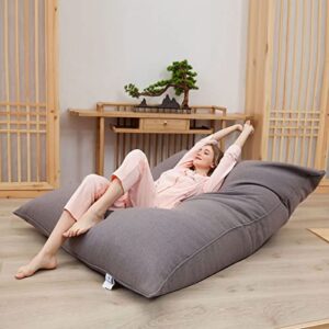 QIROGKC Lazy Bean Bag Sofa Home Folding Removable and Washable Fabric Sofa Chair Sofa Multi-Purpose Bed Sofa Bed Tatami,Warm Grey,130 * 160CM (Sofa Coat)