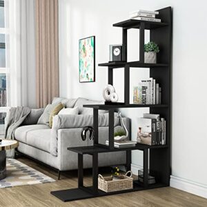 YITAHOME 5 Tiers Bookshelf, Modern 5 Shelf Bookcase Freestanding L Shape Bookshelves Display Shelf Storage Organizer Corner Bookshelf and Bookcase for Living Room Bedroom Home Office Hallway, Black