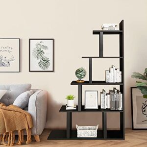 YITAHOME 5 Tiers Bookshelf, Modern 5 Shelf Bookcase Freestanding L Shape Bookshelves Display Shelf Storage Organizer Corner Bookshelf and Bookcase for Living Room Bedroom Home Office Hallway, Black