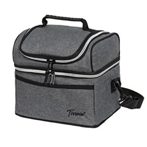 tirrinia insulated lunch bag, adult lunch bags for women, mens lunchbox for work, dual compartment lunch box with adjustable shoulder strap reusable thermal men lunch cooler tote bag for office/work